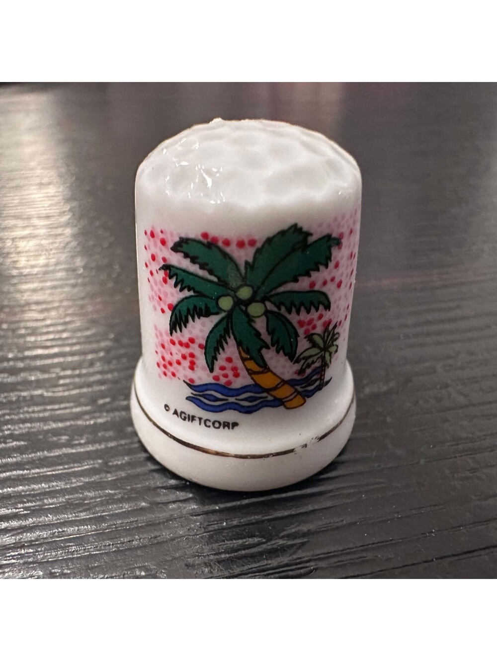 Vintage Sanibel Island Florida Palm Tree Souvenir Thimble Agiftcorp EUC